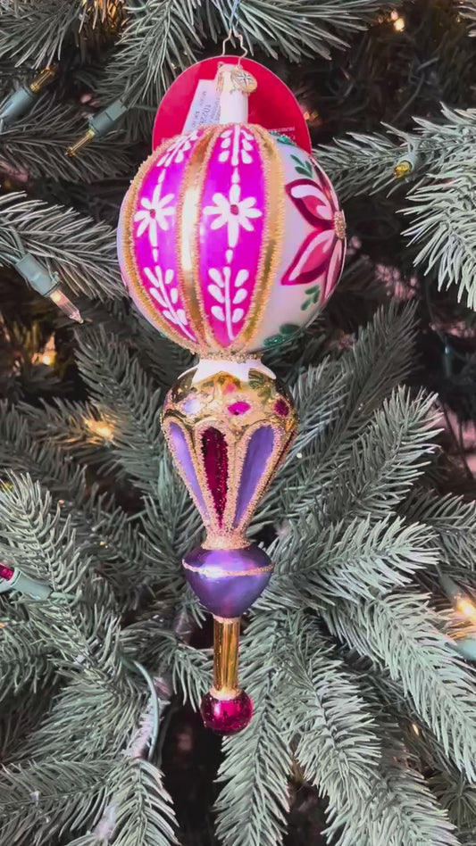 Christopher Radko Fantasia FUSCHIA FANTASY Ornament 1022654 Large Pink Floral Drop
