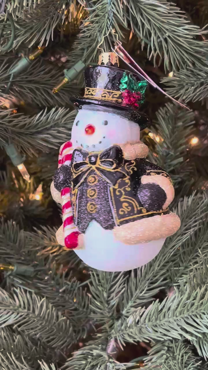 Christopher Radko THE FROSTED GENTLEMAN Ornament 1022873 Snowman Top Hat