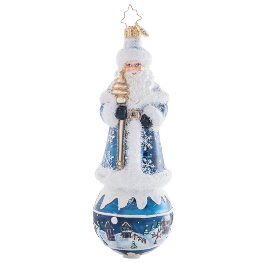 Christopher Radko SNOWY SERENITY SANTA Ornament 1021439 Blue