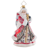 Christopher Radko WINTER SPLENDOR SANTA Ornament 1021479 Red Silver