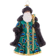 Christopher Radko FIERCE & FASHIONABLE SANTA Ornament 1021639 Blue Green Black