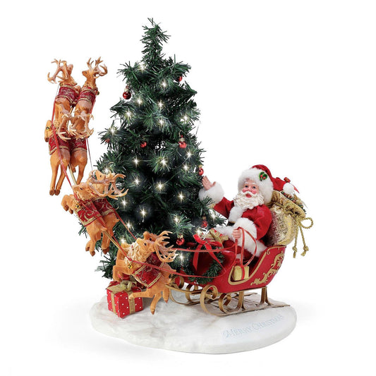 Possible Dreams 2023 HERE COMES SANTA CLAUS Figurine 6012249 LED Tree Sleigh