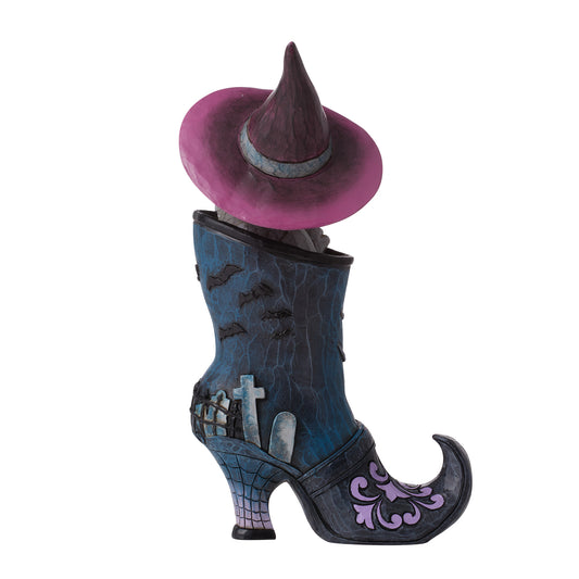 Jim Shore BOOT-IFUL HALLOWEEN 6012750 Witch's Boot with Black Cat Figurine