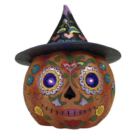 Jim Shore ALL HALLOWS HARVEST 6012753 Day of Dead Halloween LED Pumpkin