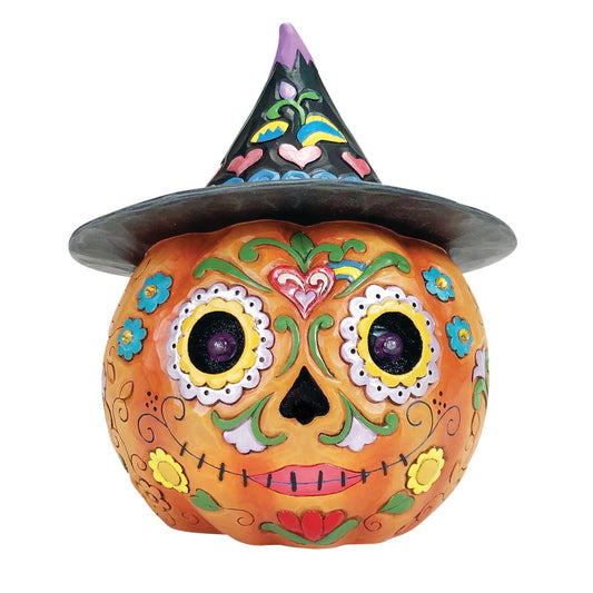 Jim Shore ALL HALLOWS HARVEST 6012753 Day of Dead Halloween LED Pumpkin